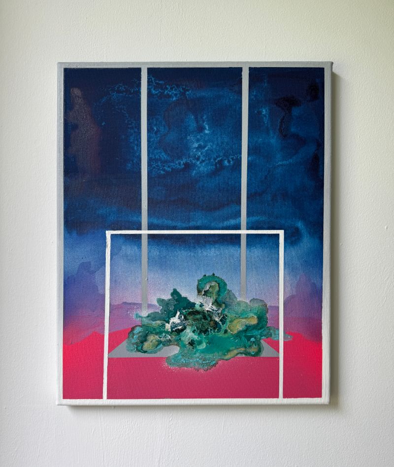 „#1321“, Kunstwerk von Steffen Meister, 2026, Acryl, Sprühfarbe und Schellack auf Leinwand.