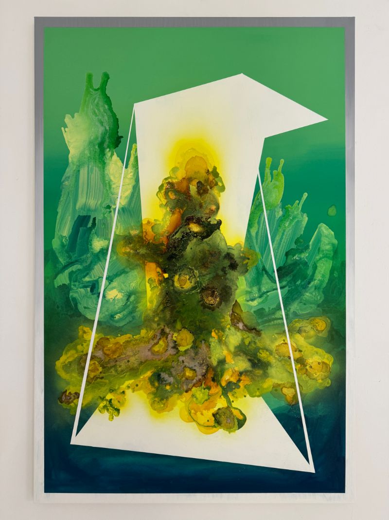 „#1327“, Kunstwerk von Steffen Meister, 2026, Acryl, Sprühfarbe und Schellack auf Leinwand.